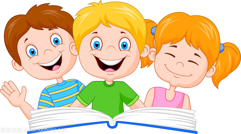 卡通孩子閱讀的書